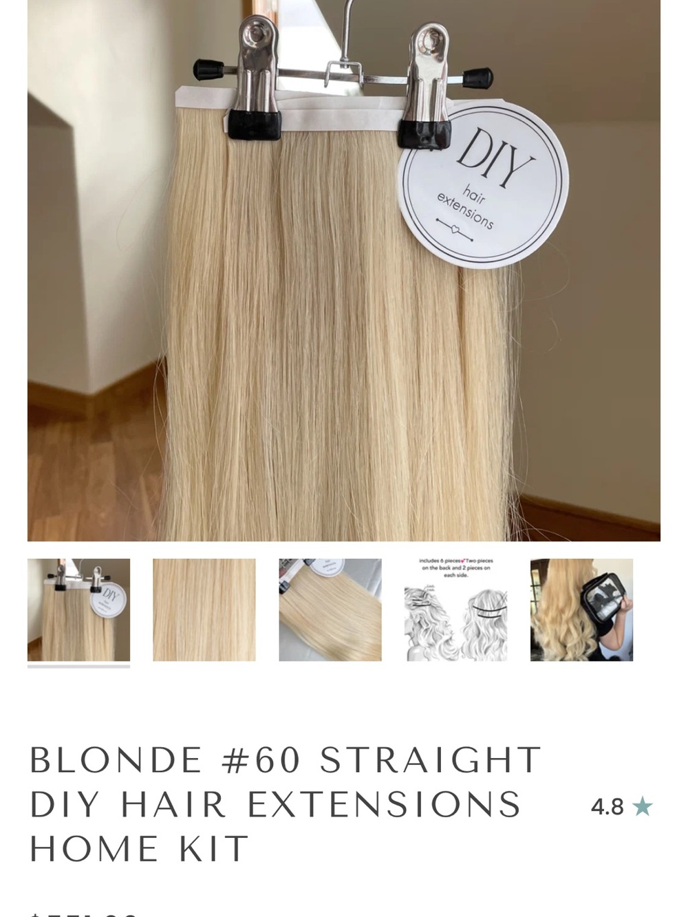 Blonde #60 Straight Hair Extensions - Home Kit